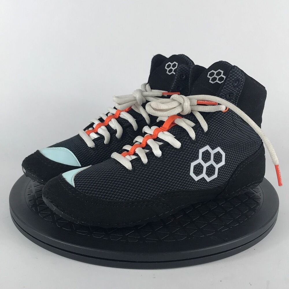 Women's Black Athletic High-Top Sneakers with Light Blue Accents